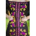 Boho Style Ukrainian Embroidered Evening Dress Black with Purple/Yellow Embroidery